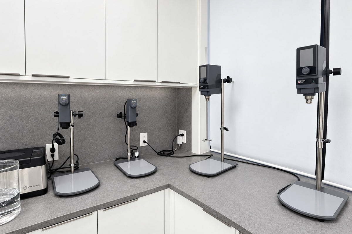 Overhead stirrers in the Complete Elixir laboratory