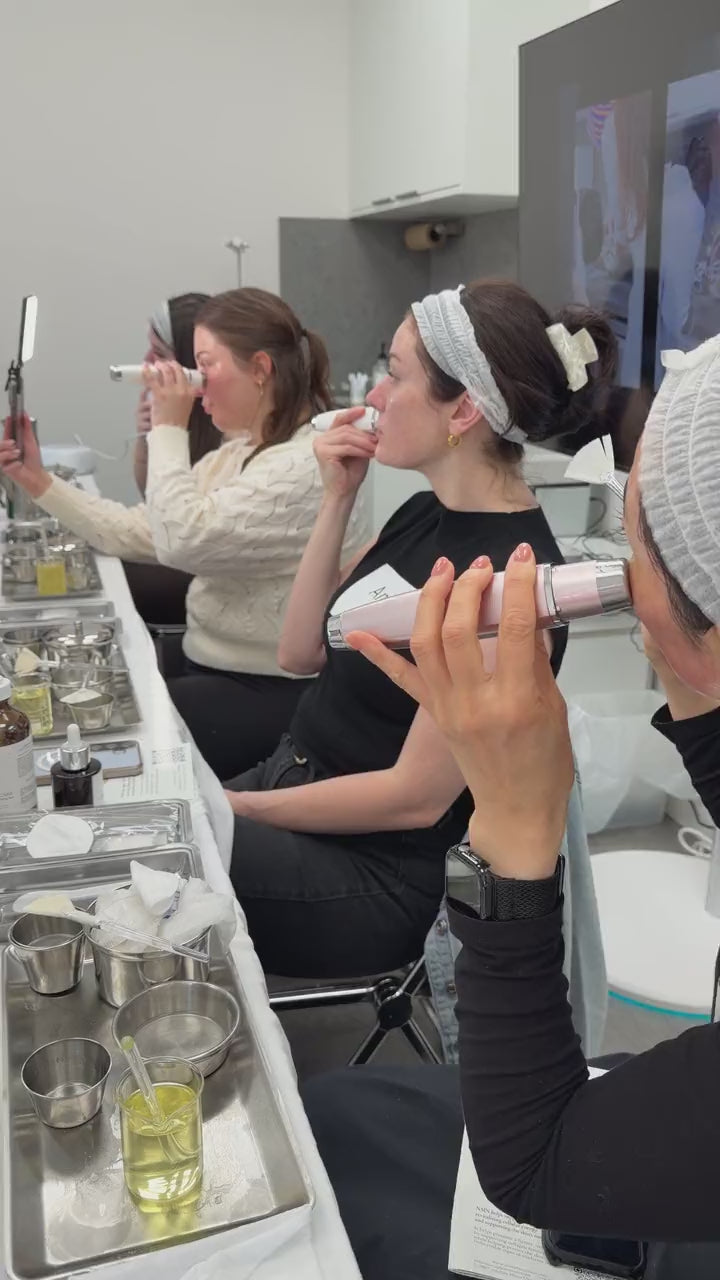 Creators applying products at their mirrors